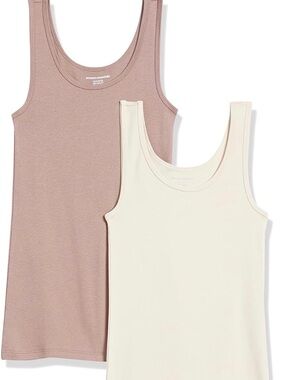Amazon Essentials Girls Tank Top 2-Pack - Dusty Rose & Cream